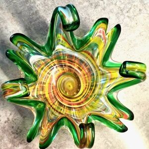 Murano Glass Bowl Vintage Midcentury Modern 9 Inch Wide